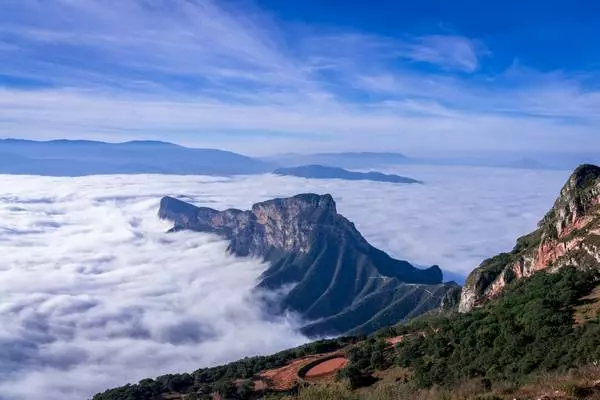 Montagne dans les nuages dans la réserve de la Sierra Gorda dans l'Etat de Queretaro